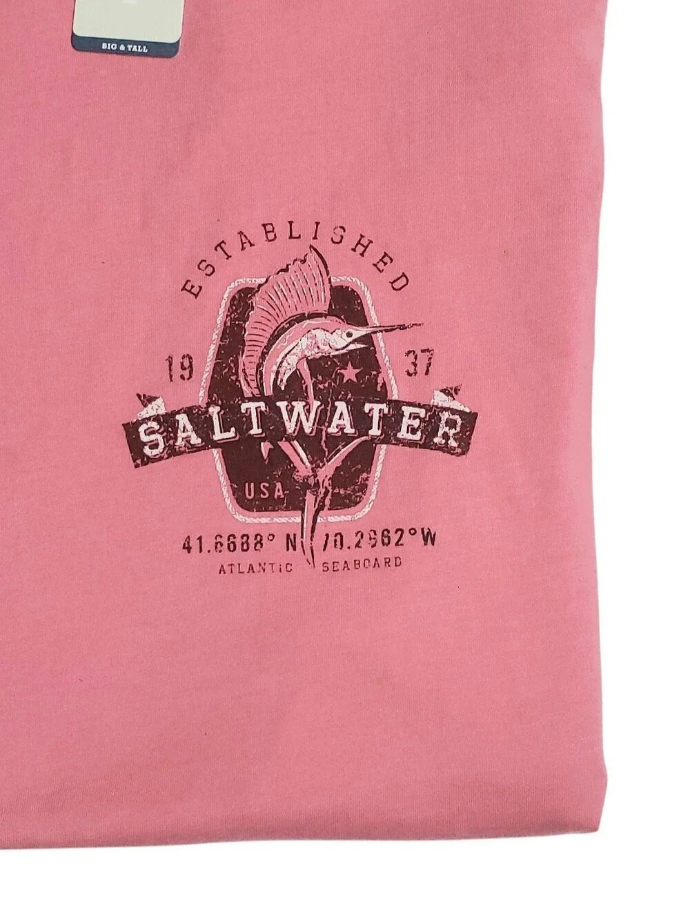 IZOD Mens Big Tall Saltwater Short Sleeve Graphic T-Shirt Rose Size 3XL-Tall NWT - Picture 6 of 7
